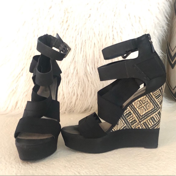 Rachel Roy Black & Beige Wedges - Picture 3 of 5